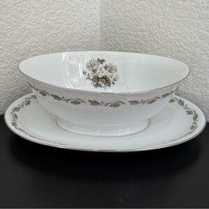 Vintage FLAIR Irene 4149 Japan Sage Wreath Leaf Floral Design Gravy Boat Dish